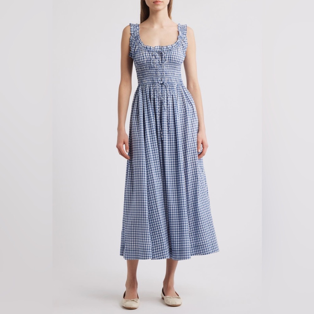 Doen Emmaretta Blue Gingham Maxi Dress